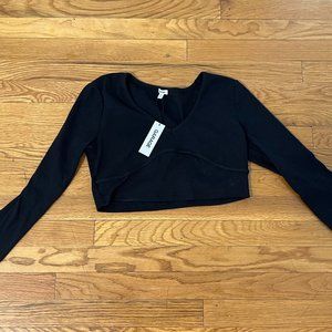 Garage black long-sleeved crop top with corset top -- size Large NWT